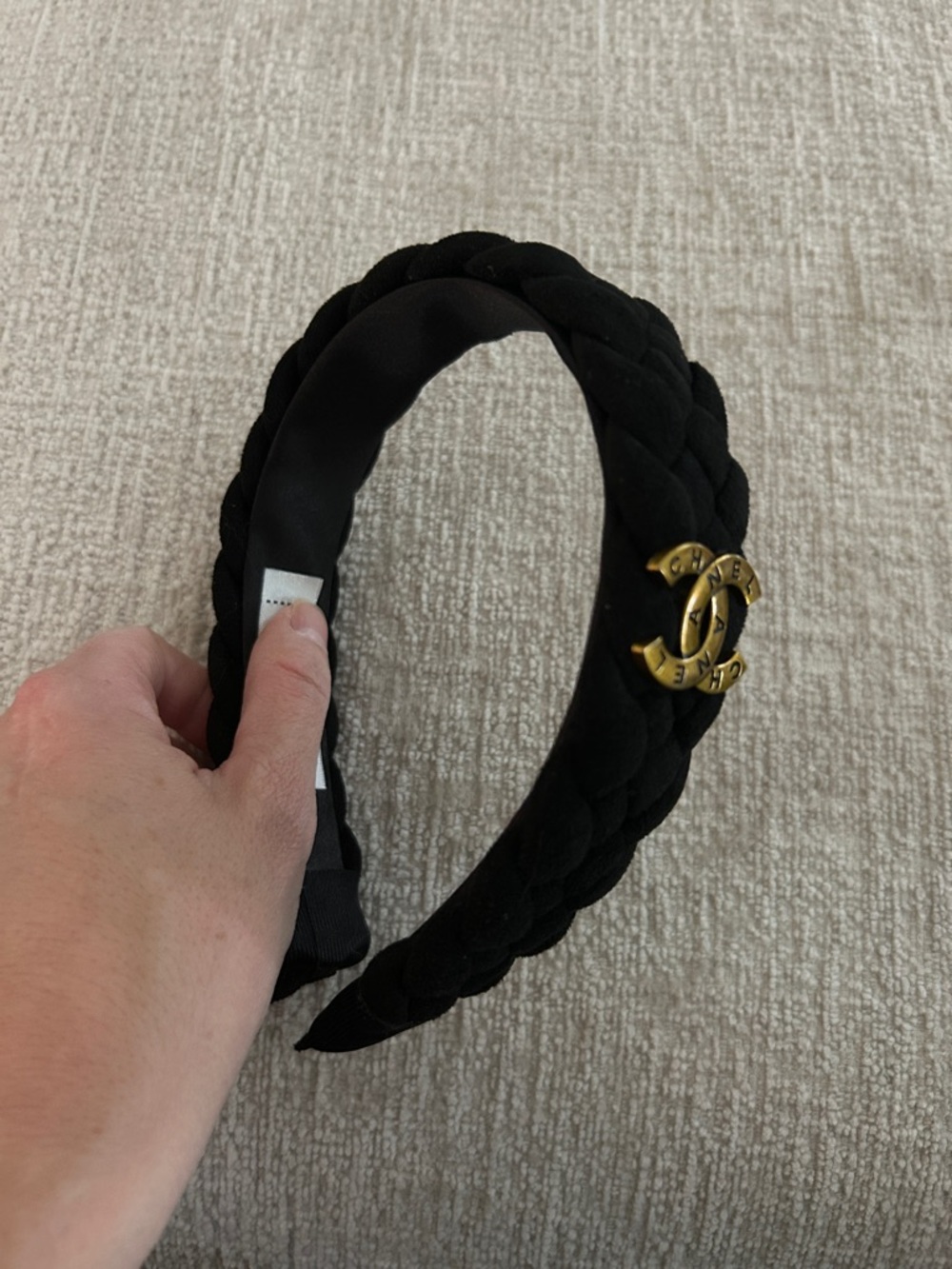 Black Braided Headband with Gold Accent